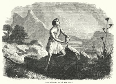 Jacob Pouring Oil on the Stone by English School